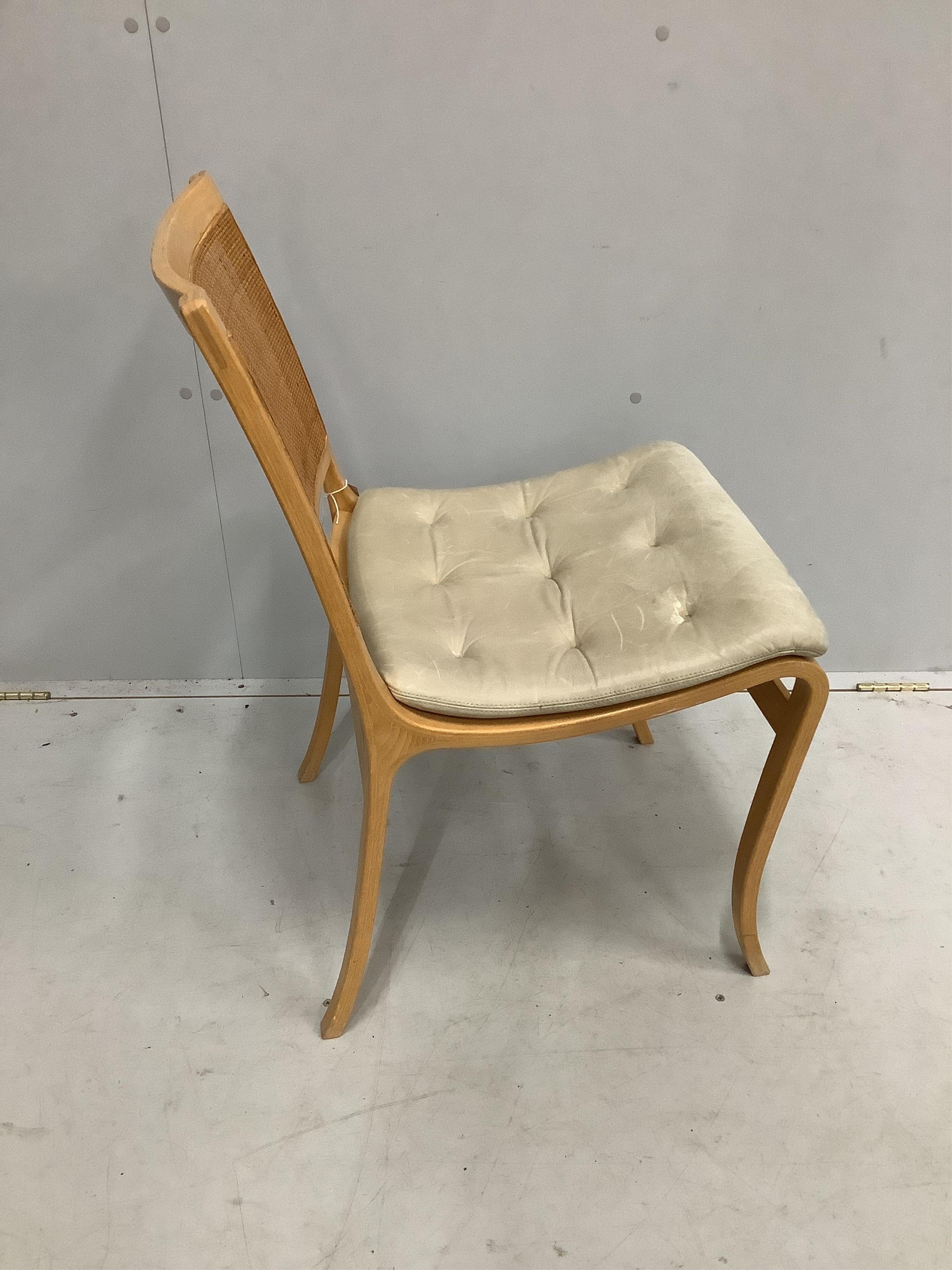 A Bruno Mathsson Kerstin beech chair with white leather squab seat, width 45cm, depth 45cm, height 79cm. Condition - good